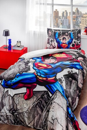 Superman Stone Single Licensed Children's Duvet Cover Set Gray 8697353450716 - Özdilek
