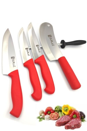 Sürmene Chef Knife Set Red Series 5-Piece GTR11-51 - SürLaz