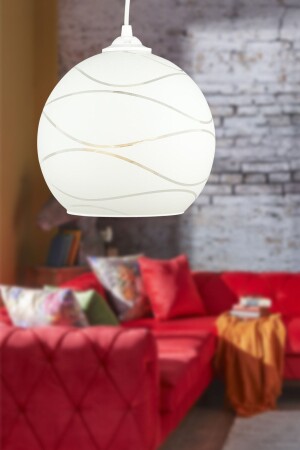 Suyolu Glass Single Chandelier White No:01 BEG1277 - Begüsa
