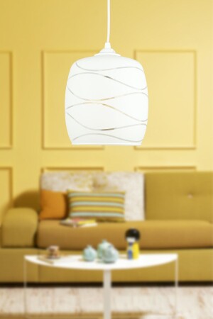 Suyolu Glass Single Chandelier White No:03 BEG1277 - Begüsa
