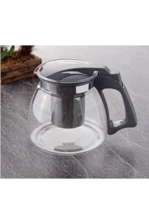 Süzgeçli Cam Demlik 900 Ml- Gri Renkli - Tohana