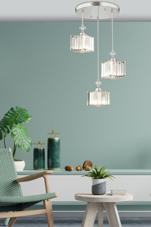 Swan 3 Piece Chrome Crystal, Stone Modern Design Crystal Living Room Pendant Lamp Chandelier 7000-1098-10-03 - Apliqa