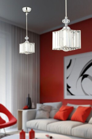 Swan Single Chrome 2-Piece Crystal and Stone Modern Design Kitchen-Hall Pendant Lamp Crystal Chandelier Set 7000-1098-10-01-02 - Apliqa