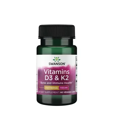 Swanson Vitamins D3 & K2 (60 Capsules) - Swanson