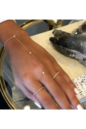 Swarovski Three Stone Gold Chain Hand Accessory - Pop Up Store