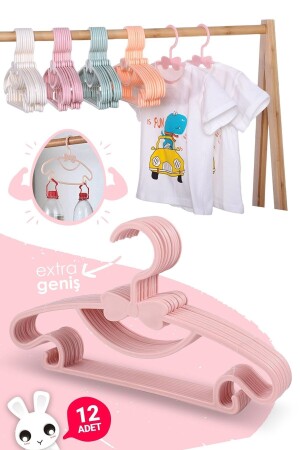 Sweet 12 Adet Pembe Bebek Elbise Askısı Fiyonklu Kelebek Bebek Çocuk Kıyafet Askısı - Morpanya