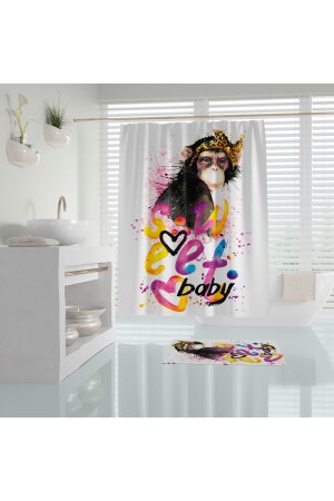 Sweet Baby Bath Mat And Single Wing Shower Curtain 1x180x200 Set BAHSWTB5080 - Zethome