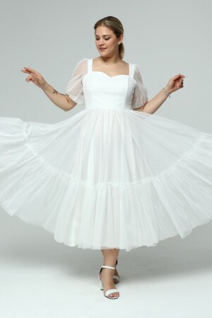 Sweetheart Neckline Plus Size Tulle Evening Dress - Asees