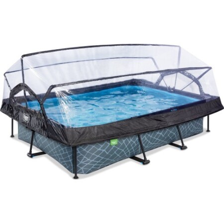 Swimming pool Exit Stone 300 x 200 x 65 cm with roof and pump with filter - Exit