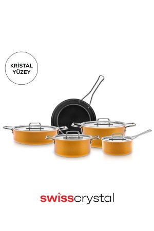 Swiss Crystal Mastermaid 9 Piece Cookware Set Yellow - Karaca