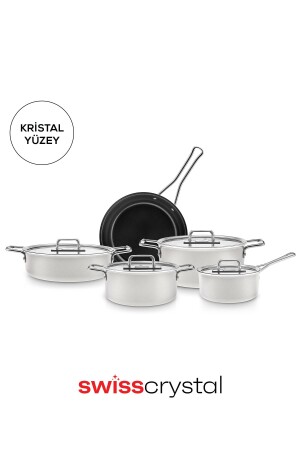 Swiss Crystal Mastermaid 9 Piece Induction Pot Set Cream - Karaca