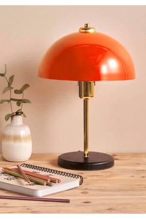 Swiss Orange Color Gold Body Banker Table Lamp Lampshade - Homing