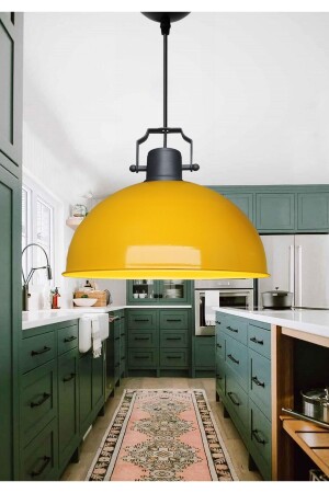 Swiss Retro Mustard Yellow Metal Pendant Lamp Cafe Restaurant Entrance Kitchen Living Room Ayd-3584 AYD-3584 - HOMİNG