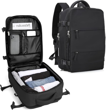 SZLX Vacuum Backpack Travel Bag with Pump, Large Travel Backpack Women Men, Carry On Hiking Waterproof Outdoor Casual Daypack Suitable for 14 Inch Laptop with USB Charging Port Shoe Compartment - Halal