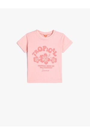 T-Shirt Floral Printed Short Sleeve Crew Neck Cotton - Koton
