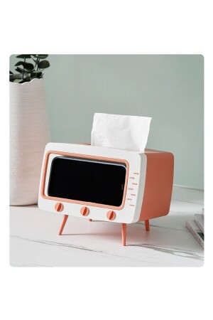 Table top napkin holder - TV Shaped napkin paper box - Napkin holder with Mobile Phone Holder - Doori