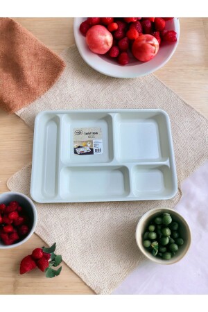 Tablot Luxus-Picknick-Servierplatte aus Kunststoff mit 5 Fächern, cremefarben - Hollyhome