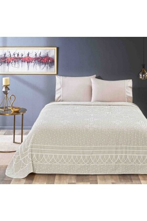 Tac Jacquard Pique Set Mıchele, Tk, Beige with Double Elastic 230 Cm X 250 Cm 0952 - Taç