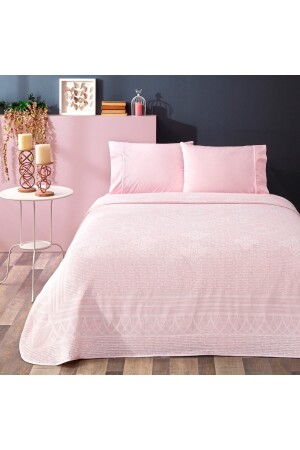 Tac Jacquard-Piqué-Set Mıchele- Tk- Pink mit doppeltem Gummizug 230 cm x 250 cm - Taç