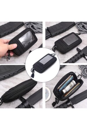 Tactical Style Waterproof Fabric Black Waist Bag Wallet with Card Compartment and Belt Attachment - Kemer Dünyası