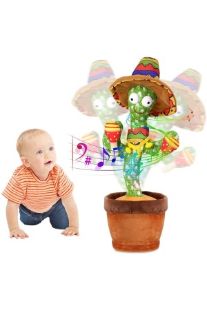 Talking, Dancing - Imitating, Musical, Lighted Flower Pot Cactus Plush Toy - Overmax