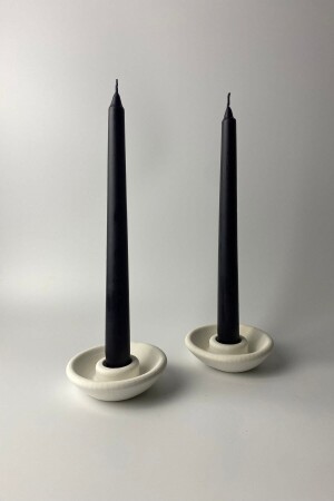 Tall White 2-Piece Candlestick Candle Holder - Dekor Büst