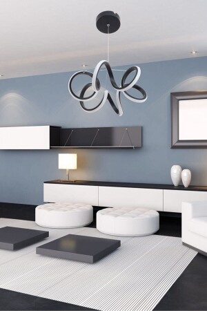 Talya LED Chandelier Black Case talya45liksiyah - ABAJUR EVİM