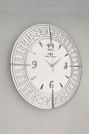 Tangled Lines White & Silver Turkish Numeral 50x50cm Silent Wall Clock dyTR50x50 - aSSe Tasarım