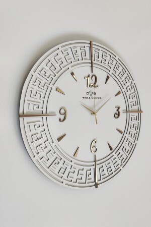 Tangled Lines Weiß & Gold Türkische Ziffer 50x50cm Stille Wanduhr - Asse Tasarım