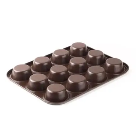 Tantitoni 006-01 Brown 12-Piece Muffin Mold 27x35cm - TANTITONI