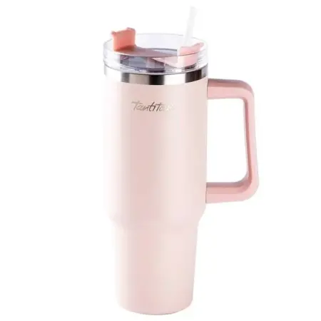 Tantitoni 020-01-move Pembe Paslanmaz Çelik Pipetli Termos Bardak 1.2l - TANTITONI