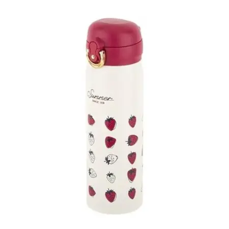 Tantitoni Okadi White Strawberry Pattern Stainless Steel Thermos 450ml - TANTITONI