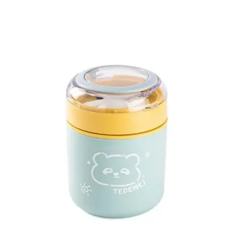 Tantitoni Tedemeı Blue Yellow Stainless Steel Round Food Container 530ml - TANTITONI