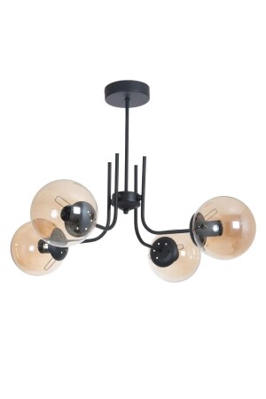 Tanya Modern Design Kitchen - Living Room - Bedroom - Ceiling Black Color Honey Glass 4-Piece Chandelier TN373 - Fer Avize
