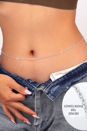 Tarnish Resistant Women's Waist Chain Silver Color - Bijuteri Evi