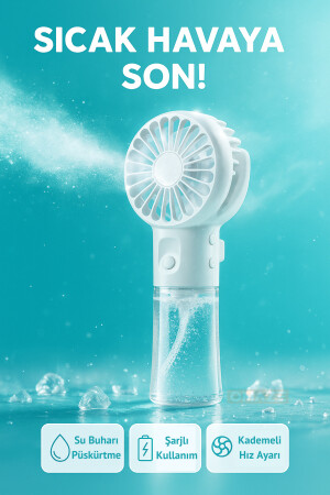 Tragbarer wiederaufladbarer Handventilator mit Wasserspray – Sommerkühler, wiederaufladbarer USB-Ventilator - Teknodrone