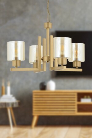 Tasse 4-Piece Antique Painted Chandelier with Honey Glass Modern Young Room Bedroom Living Room Chandelier 3518-04-FR - Apliqa
