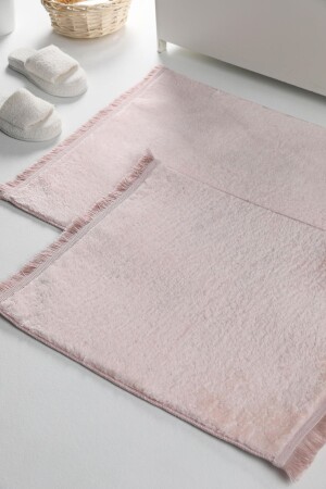 Tasseled Plush Non-Slip Base 2-Piece Mat Set - Powder - Favora