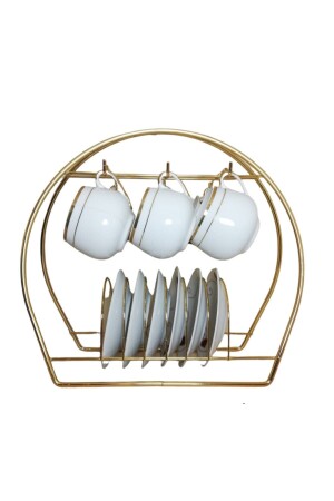 Tassenset, Ständer, Tassenaufhänger, oval, goldfarben, stilvolles und ordentliches Aussehen, KS2125 - DECOBE