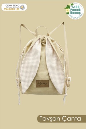 Tavşan Çocuk Sırt Çantası: Kreş-Anasınıfı İçin Pamuk Kumaş Çanta- Sevimli Bunny Bag - Mordesign