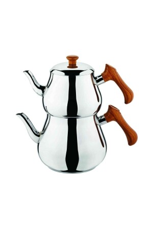 Teapot Pyramid Wooden Large Size 4.9 Lt. Stainless Steel K-350. 03 - Özkent