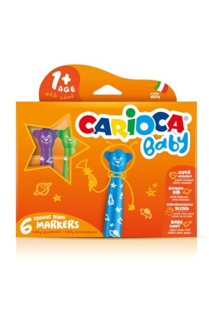 Teddy Jumbo Baby Super Washable Felt Tip Crayons (6 Pack) (1 Year Old) 6 PACK OF STAIN-PROOF SUPER PEN - Carioca
