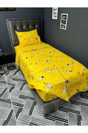 Teen Room Quilted Bedspread Multi Set Sheet Elastic - Violacasa