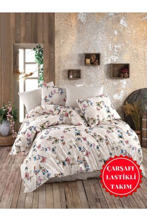 Teenager's Room and Children's Room Colorful Butterfly Single Duvet Cover Set with Elastic Sheets Renklikelebek - Şahinhome