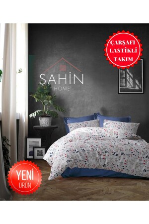 Teenager's Room and Children's Room White Purple Colored Flower Pattern Single Duvet Cover Set with Elastic Sheets Flower Pattern Color - Şahinhome