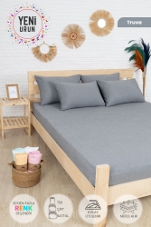 Tek Kişilik Antrasit Gri Lastikli Çarşaf Takımı Pamuklu 100 X 200 Cm Yastık Kılıfı 50 X70 Cm tekcrsf - KetraHome