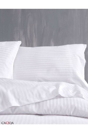 Tek Kişilik Çizgili Saten Otel Nevresim Seti 1 Nevresim - 1 Yastık Kılıfı - Caqqa