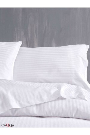 Tek Kişilik Çizgili Saten Otel Nevresim Takımı - Caqqa