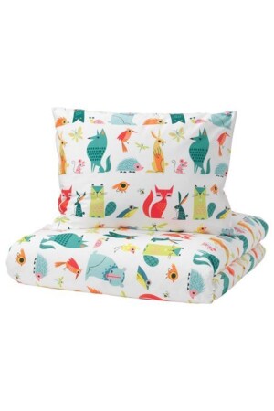 Einzelbettbezug-Set für Kinder, Meridyendukkan, mehrfarbig, mit Tiermotiv – 150 x 200 cm/ohne Laken mckjdc - IKEA