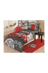 Tek Kişilik Genç Odası Yarışçı Nevresim Takımı, Çarşaf, Yastık 160 X 220 Çok Renkli Desenli 1004ETKSYOT03 - Kristal